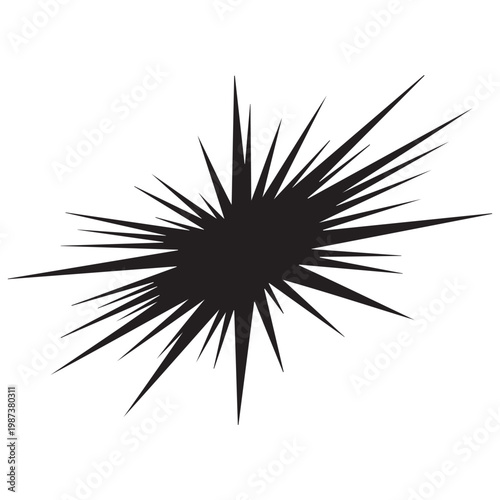 Cuadro en lienzo Black starburst explosion vector illustration isolated on white for comic book i