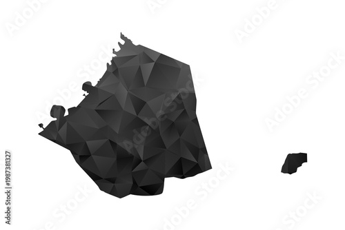 Dubai Map - Polygon Style Vector Illustration in Black and Gray Gradient, Low Poly Geometric Design, Isolated on White Background for Infographics and Education.