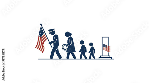 Memorial Day Parade Procession with Family