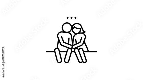 Minimalist Couple Sitting Together Holding Hands