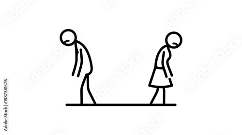 Sad Couple Walking Away from Each Other