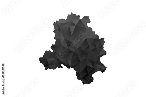 NEW Delhi Map - Polygon Style Vector Illustration in Black and Gray Gradient, Low Poly Geometric Design, Isolated on White Background for Infographics and Education.