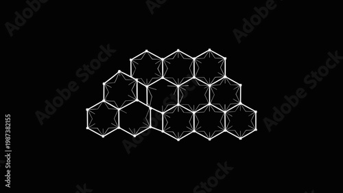 Abstract hexagonal data cloud silhouette - for server technology concept graphic