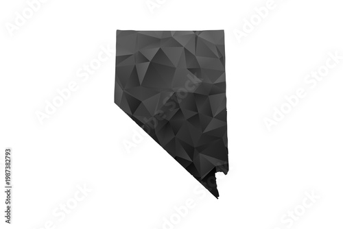 Nevada Map - Polygon Style Vector Illustration in Black and Gray Gradient, Low Poly Geometric Design, Isolated on White Background for Infographics and Education.