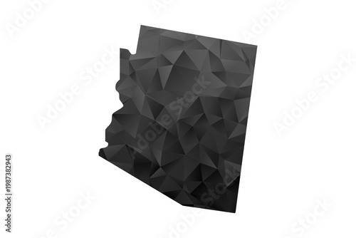 Arizona Map - Polygon Style Vector Illustration in Black and Gray Gradient, Low Poly Geometric Design, Isolated on White Background for Infographics and Education.