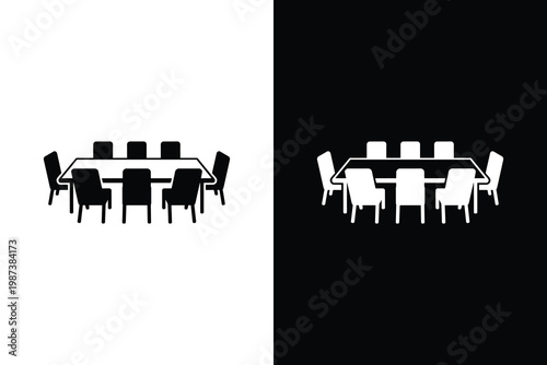 Table and chairs office furniture on white background