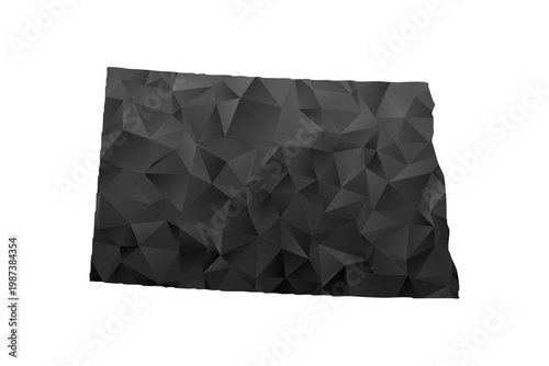 Photos North Dakota Map - Polygon Style Vector Illustration in Black and Gray Gradient, Low Poly Geometric Design, Isolated on White Background for Infographics and Education