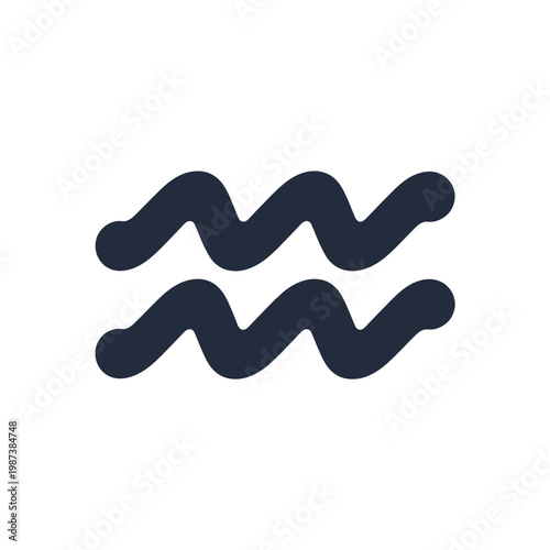 A simple graphic illustration of three wavy lines representing water or aquarius