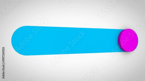 Simple bright animation of a slider bar with a round magenta colored indicator moving to the right
