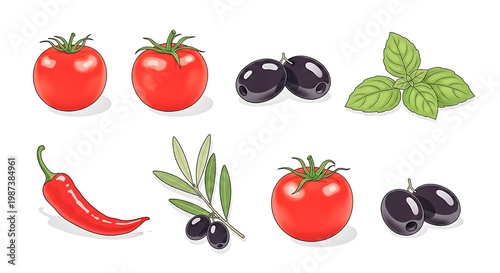 Assorted fresh vegetables and herbs on a white background isolated on white background