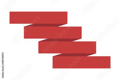 A simple graphic depiction of four cascading red rectangles resembling steps