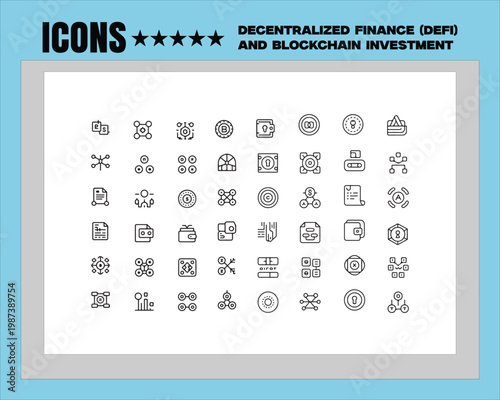 Collection of black and white for decentralized finance and blockchain investment defi