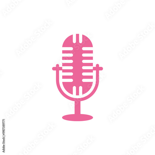 A stylized pink vintage microphone icon a symbol of broadcasting and audio recording