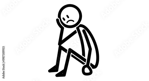 Stick figure with a headache or back pain.