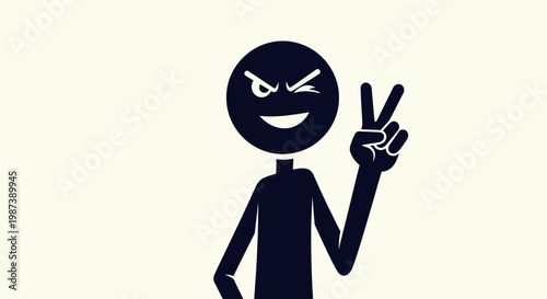 A cartoon character giving a peace sign.