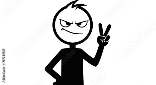 A cartoon character giving a peace sign.