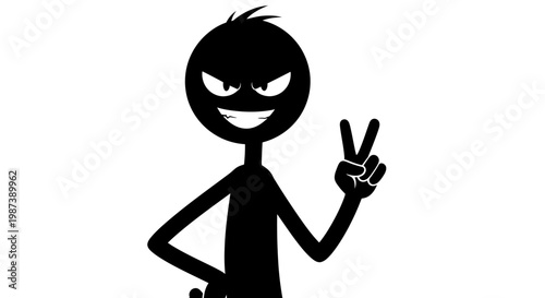 A cartoon character making a peace sign.