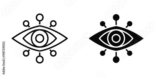 Contrasting stylized eyes with different visual and symbolic elements attached