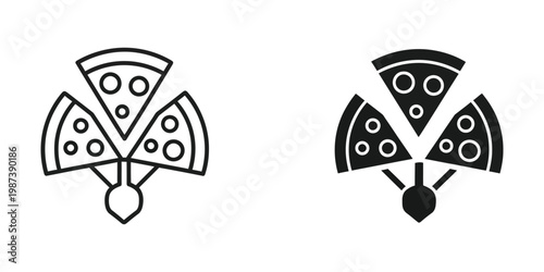 Comparison of traditional and black-themed pizza slice illustrations with toppings and crust