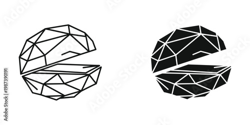 Geometric wireframe and solid render of a truncated spherical shape with intersecting planes