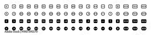 Professional set of coding syntax symbols and mathematical operators icons for software development UI design and programming education projects.