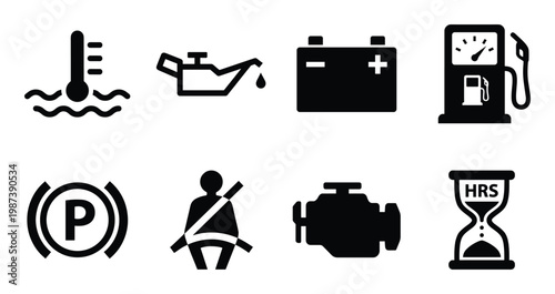 Car dashboard warning lights icons set set for auto and vehicle system alerts isolated on white background vector