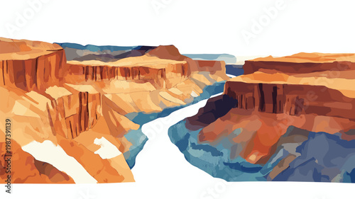Fish River Canyon. Fish River Canyon hand drawn watercolor illustration on white background