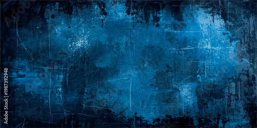 Photos A dark vintage blue grunge background with a rough textured wall pattern featuring aged paint and rusty metal surface effects for an antique artistic backdrop