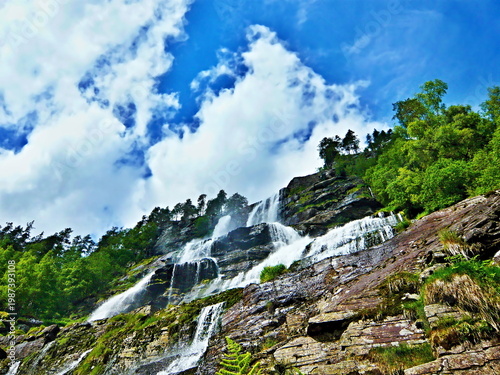 Norway - view of the idyllic waterfall Tvindefossen