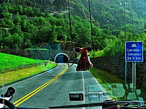 Norway - view of the entrance to the Laerdalstunnelen tunnel, 24.5 km long