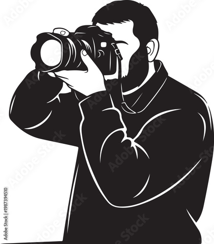 High-quality cinematic shot of a professional photographer capturing a breathtaking mountain sunset with a tripod and DSLR camera