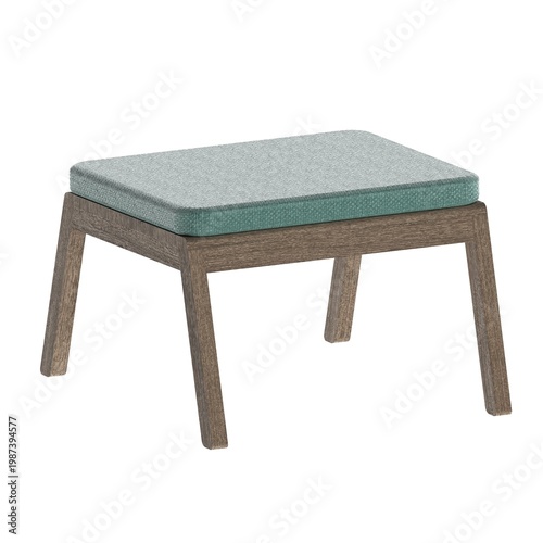 Tableau sur toile Perspective view of antique grey white oak ottoman featuring textured surface and rustic modern seating character