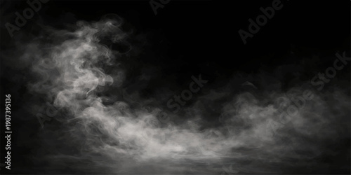 Abstract Ethereal wisps of smoke dance in a dark, mysterious expanse, creating a dramatic, atmospheric effect with their swirling forms and soft textures.  for website, background, branding