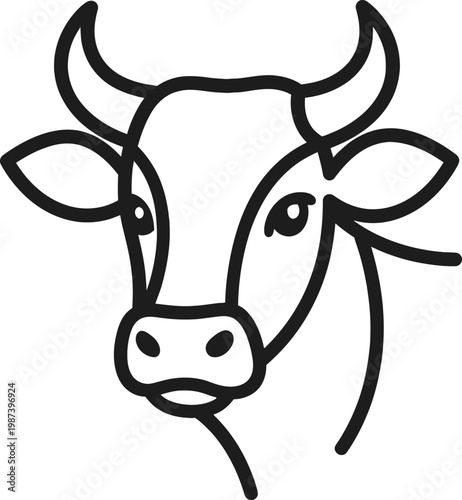 A simple line drawing of a cow's head