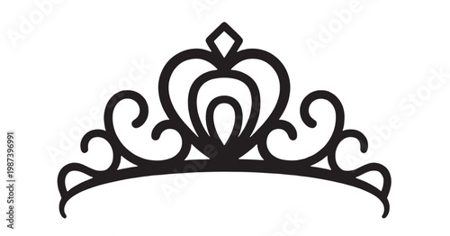 Black tiara, crown silhouette, royal headband, elegant accessory