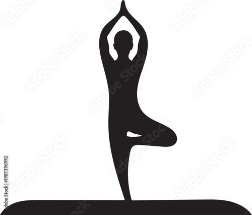 Zen Silhouette of a Person Practicing Yoga Tree Pose