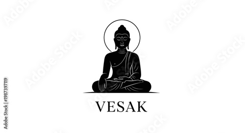 Black vector illustration of a woman sitting in a lotus pose silhouette for a zen yoga meditation logo or spiritual health symbol