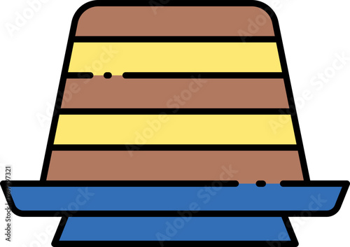Layered dessert in a dish, graphic depiction of a sweet treat with horizontal stripes