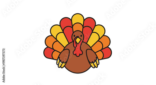 Abstract cartoon vector illustration of a bird and feather in a nature art style featuring a turkey symbol for autumn thanksgiving design
