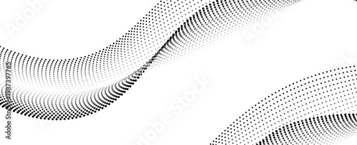Wavy lines made of tiny dots create abstract patterns on white