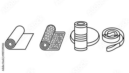 A yoga mat vector illustration set in various styles and forms