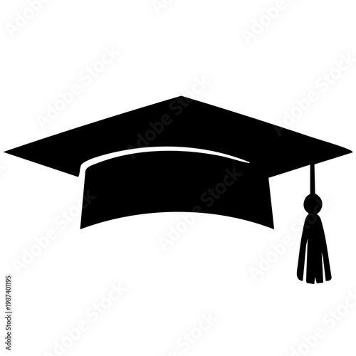 Graduation cap clip art design on plain white transparent isolated background for card, shirt, hoodie, sweatshirt, apparel, tag, mug, icon, poster or badge