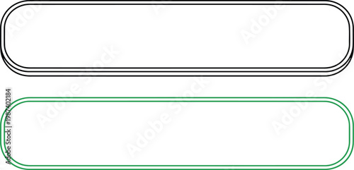 Minimalist design of two horizontal capsules or buttons with rounded corners and thin outlines. Vector