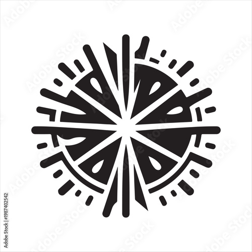 Citrus Orange Slice Burst Abstract Shape vector silhouette line art logo design concept illustration idea