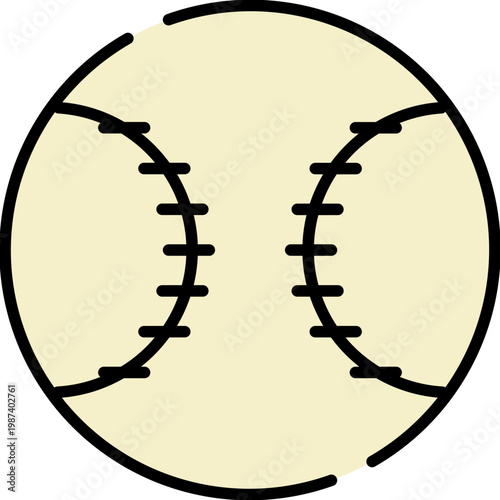 Vector illustration of a baseball, a classic sports ball used in games and competitions, rendered with a simple, clean design and isolated on a white background
