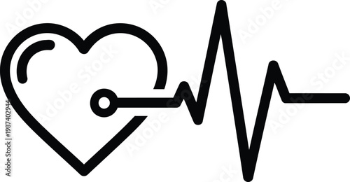 Heart rate monitor icon with an electrocardiogram pulse line representing health and life. Vector