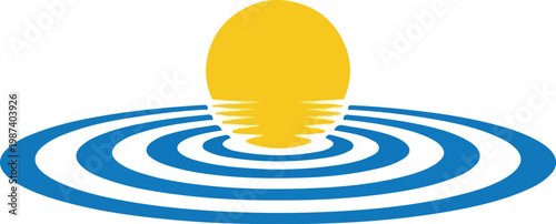 Yellow Light Bulb with Ripples Effect.