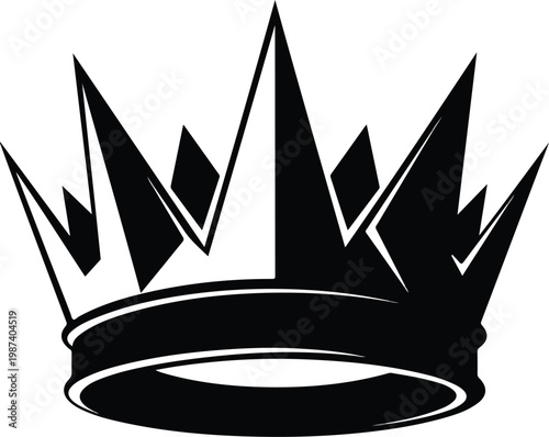 Black Crown Icon Symbolizing Royalty and Power.