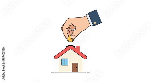 Hand holding a key above a house.