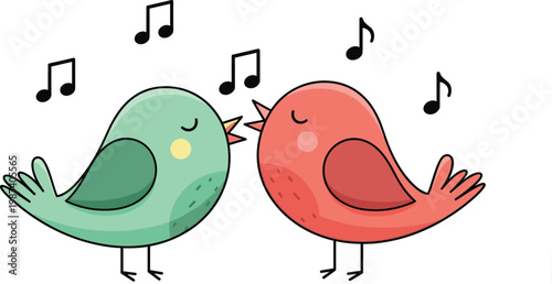  Singing Birds with Music Notes